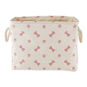 bone dry pet storage collection paw and bone print, small rectangle, rose