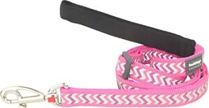 red dingo reflective ziggy dog lead, small, hot pink
