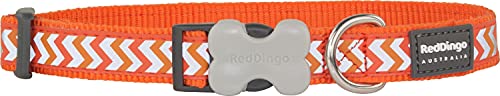 Red Dingo Reflective Ziggy Dog Collar, Small-Medium, Orange