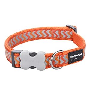 Red Dingo Reflective Ziggy Dog Collar, Small-Medium, Orange