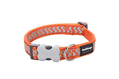 Red Dingo Reflective Ziggy Dog Collar, Small-Medium, Orange