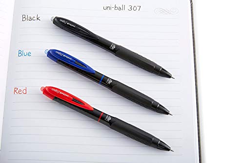 Uni-Ball Signo 307 - Fine Retractable Rollerball Pen - 6 Pack - Black - UMN-307