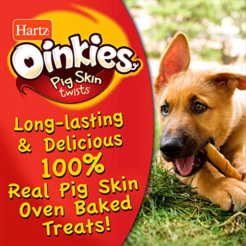 Hartz Oinkies Natural Smoked Pig Skin Twist Bacon Wrapped Dog Treat Chews - 16 Pack - 3270015485