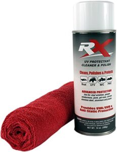 rx uv protectant cleaner & polish 14oz with 260 gsm 16 x 16 microfiber towel