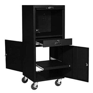 global industrial mobile security computer cabinet, black, 24-1/2"w x 22-1/2"d x 60-3/8"h
