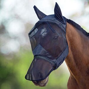 harrison howard caremaster horse fly mask long nose with ears full face black xl extra full size