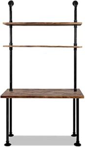 diwhy computer desk with storage shelves,home office writing desk,bookshelf laptop desk, industrial style office decor,studying writing table workstation,stable metal framee,easy assembly(40" l)