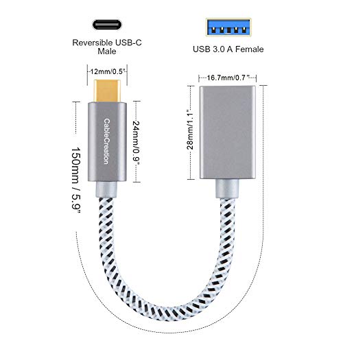 CableCreation USB to USB C Adapter(0.5FT/0.15M), USB C OTG Cable,Type C to USB A Female Connector Compatible with MacBook Pro Air,iPad Mini/Pro,XPS,Galaxy S22