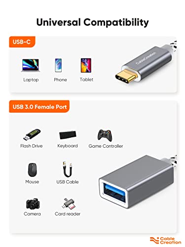 CableCreation USB to USB C Adapter(0.5FT/0.15M), USB C OTG Cable,Type C to USB A Female Connector Compatible with MacBook Pro Air,iPad Mini/Pro,XPS,Galaxy S22