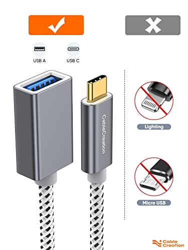 CableCreation USB to USB C Adapter(0.5FT/0.15M), USB C OTG Cable,Type C to USB A Female Connector Compatible with MacBook Pro Air,iPad Mini/Pro,XPS,Galaxy S22