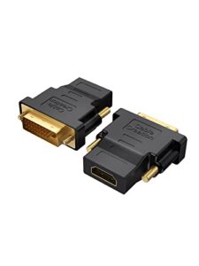 cablecreation dvi to hdmi adapter,2-pack bi-directional dvi male to hdmi female converter, support 1080p, 3d for ps3,ps4,tv box,blu-ray,projector,hdtv