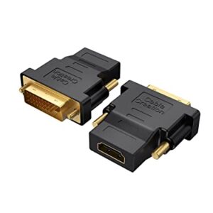 CableCreation DVI to HDMI Adapter,2-Pack Bi-Directional DVI Male to HDMI Female Converter, Support 1080P, 3D for PS3,PS4,TV Box,Blu-ray,Projector,HDTV