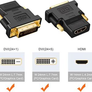 CableCreation DVI to HDMI Adapter,2-Pack Bi-Directional DVI Male to HDMI Female Converter, Support 1080P, 3D for PS3,PS4,TV Box,Blu-ray,Projector,HDTV