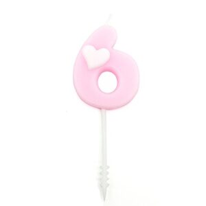 hunger baby birthday cake topper number 6 candles, pink (number 6, pink)