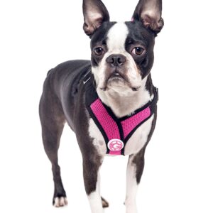 Gooby - X Harness, Small Dog Choke Free Step-in Harness with Synthetic Lambskin Soft Strap, Flamingo Pink, Large