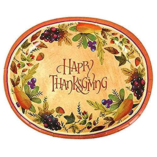 Thanksgiving Medley Gold Oval Paper Platter, 8 Ct. | Party Tableware