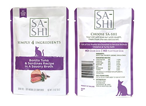 Sa-Shi Grain Free Wet Cat Food Pouches 1.76oz. Five Flavors (Variety Pack)