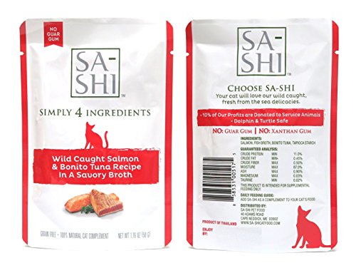 Sa-Shi Grain Free Wet Cat Food Pouches 1.76oz. Five Flavors (Variety Pack)