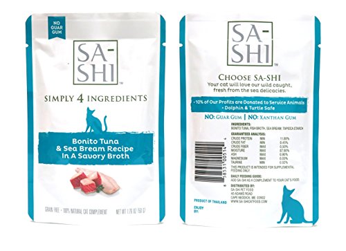 Sa-Shi Grain Free Wet Cat Food Pouches 1.76oz. Five Flavors (Variety Pack)