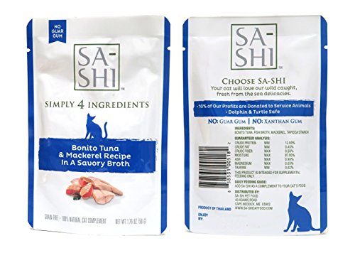 Sa-Shi Grain Free Wet Cat Food Pouches 1.76oz. Five Flavors (Variety Pack)