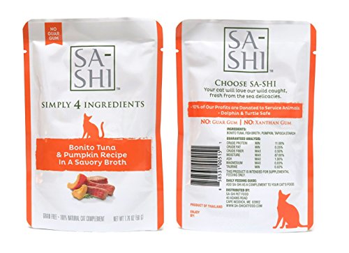 Sa-Shi Grain Free Wet Cat Food Pouches 1.76oz. Five Flavors (Variety Pack)