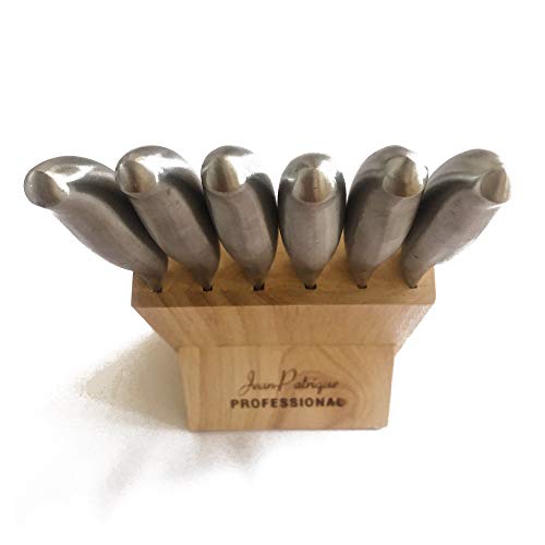 Stainless Steel Steak Knife Set of 6 With Block Dishwasher Safe, Serrated Steak Knives - by Jean Patrique