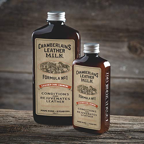 Leather Milk Conditioner and Cleaner for Furniture, Cars, Purses and Handbags. All-Natural, Non-Toxic Conditioner Made in the USA. Leather Care Liniment No. 1. 2 Sizes. Includes Premium Applicator Pad