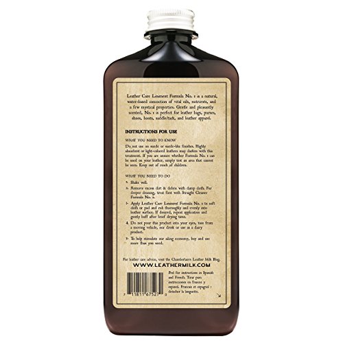 Leather Milk Conditioner and Cleaner for Furniture, Cars, Purses and Handbags. All-Natural, Non-Toxic Conditioner Made in the USA. Leather Care Liniment No. 1. 2 Sizes. Includes Premium Applicator Pad