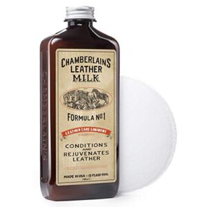 Leather Milk Conditioner and Cleaner for Furniture, Cars, Purses and Handbags. All-Natural, Non-Toxic Conditioner Made in the USA. Leather Care Liniment No. 1. 2 Sizes. Includes Premium Applicator Pad