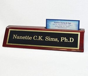desk name plate with card holder | custom name plate | personalized desk plate with business card holder