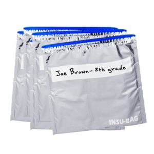 foil thermal sandwich bags - 5 pack - reusable insulated bag - keeps snacks and lunch cool and fresh - easy closure - waterproof | silver color