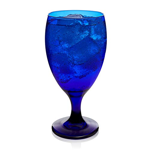 Libbey Premiere Cobalt Iced Tea Goblet Beverage Glasses, 16.25-ounce, Set of 12