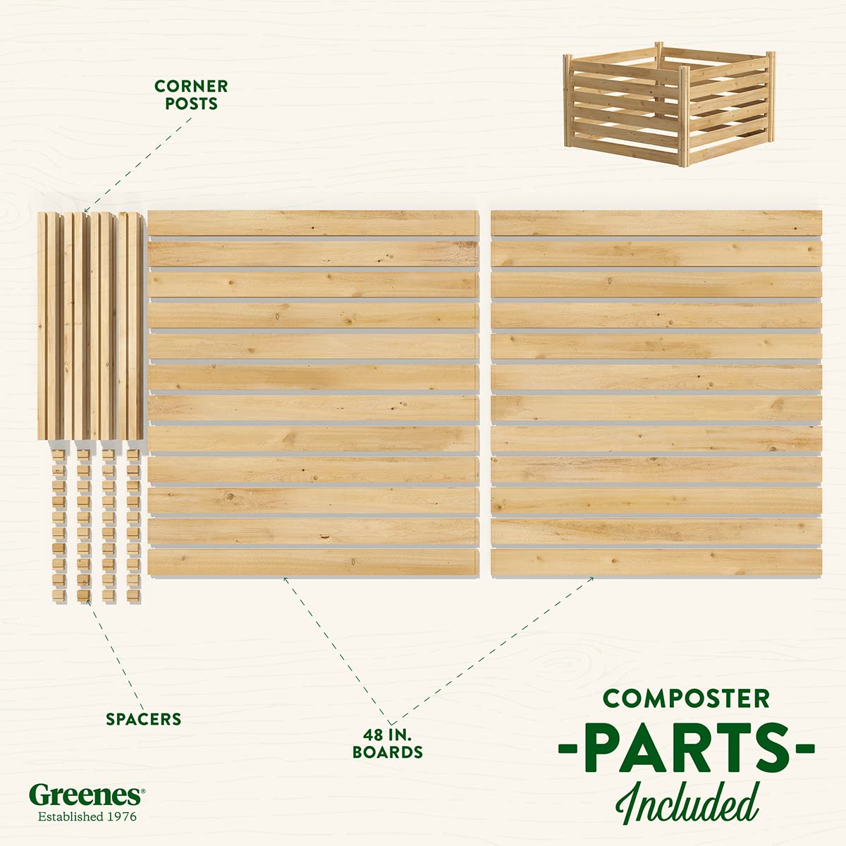 Greenes Fence Cedar Wood Composter, 23.25 Cu ft / 173.92 gallons - Made in USA with North American Cedar