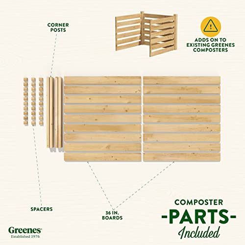 Greenes Fence Cedar Wood Composter Add-On Kit, 36" L x 36" W x 31" H / 173.92 gallons - Not Meant for Independent use; to be Added on to RCCOMP36 Composter Kit - Made in USA with North American Cedar