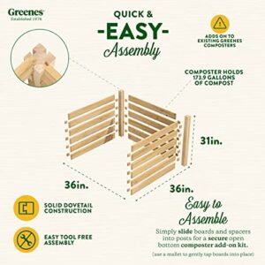 Greenes Fence Cedar Wood Composter Add-On Kit, 36" L x 36" W x 31" H / 173.92 gallons - Not Meant for Independent use; to be Added on to RCCOMP36 Composter Kit - Made in USA with North American Cedar