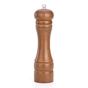 ieovo 8" wood pepper mill, solid wood and adjustable ceramic grinder, brown…
