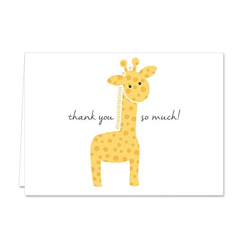 Canopy Street Adorable Animal Thank You Note Cards / 36 Baby Shower Thanks Greeting Cards / 3 1/2" x 4 7/8" Folded Appreciation Thank You Cards / 6 Cute Animals Gratitude Card Designs