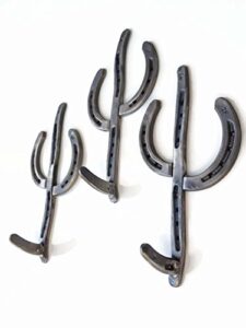 rustic horseshoe cactus hanger hooks - the heritage forge polished metal