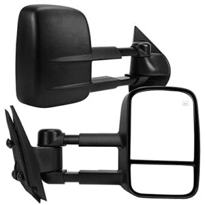 yitamotor towing mirrors compatible with 07-14 chevy silverado gmc sierra 1500/2500/3500 yukon power heated side mirrors, 2 pack