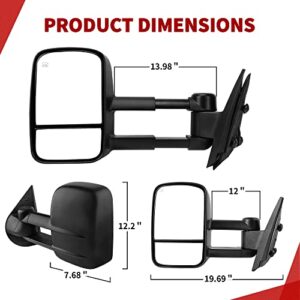 YITAMOTOR Towing Mirrors Compatible with 07-14 Chevy Silverado GMC Sierra 1500/2500/3500 Yukon Power Heated Side Mirrors, 2 Pack