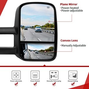 YITAMOTOR Towing Mirrors Compatible with 07-14 Chevy Silverado GMC Sierra 1500/2500/3500 Yukon Power Heated Side Mirrors, 2 Pack