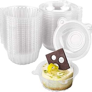 Healthcom 100 Packs Clear Plastic Single Individual Cupcake Muffin Dome Case Cake Boxes with Lid Resealable Cupcake Muffin Dome Holders Carrier Fruit Salad Box Container for Party Wedding,100 Sets