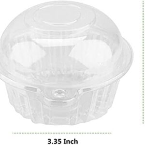 Healthcom 100 Packs Clear Plastic Single Individual Cupcake Muffin Dome Case Cake Boxes with Lid Resealable Cupcake Muffin Dome Holders Carrier Fruit Salad Box Container for Party Wedding,100 Sets