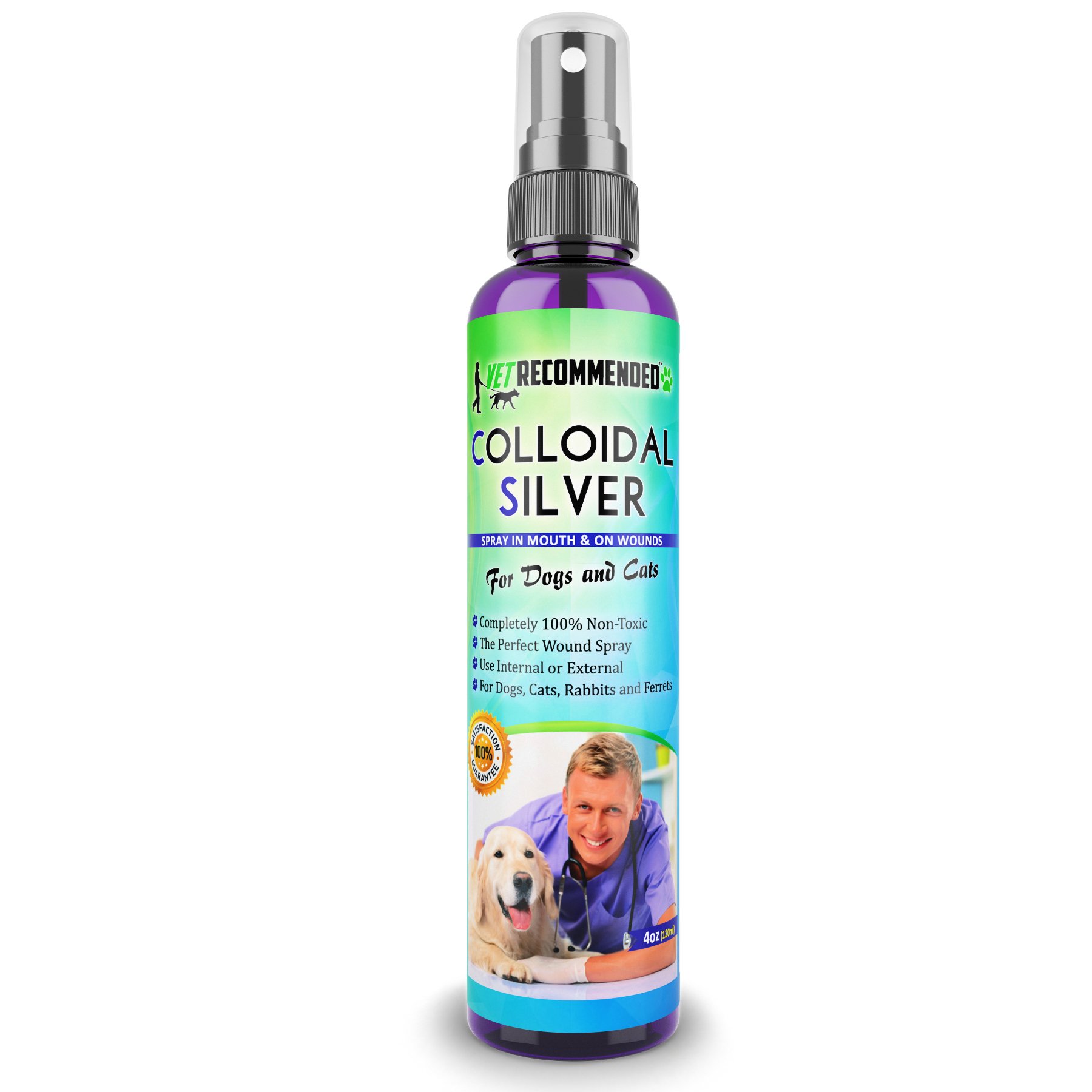 Vet Recommended - Colloidal Silver for Dogs & Cats - (4oz/120ml) - Colloidal Silver Spray That Works as Natural Hot Spot Solution - Made in USA