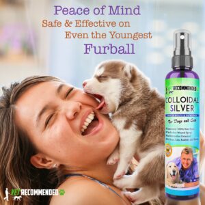 Vet Recommended - Colloidal Silver for Dogs & Cats - (4oz/120ml) - Colloidal Silver Spray That Works as Natural Hot Spot Solution - Made in USA