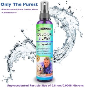 Vet Recommended - Colloidal Silver for Dogs & Cats - (4oz/120ml) - Colloidal Silver Spray That Works as Natural Hot Spot Solution - Made in USA