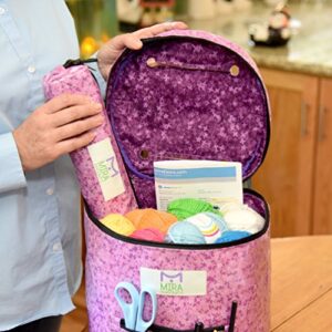 Premium Large Knitting Bag - Yarn Storage Bag for Ultimate Organizing of Crochet and Knitting Yarn, Crochet Patterns and Hooks, Crochet Needles and Wool - Great Crafts Storage(Lilac)