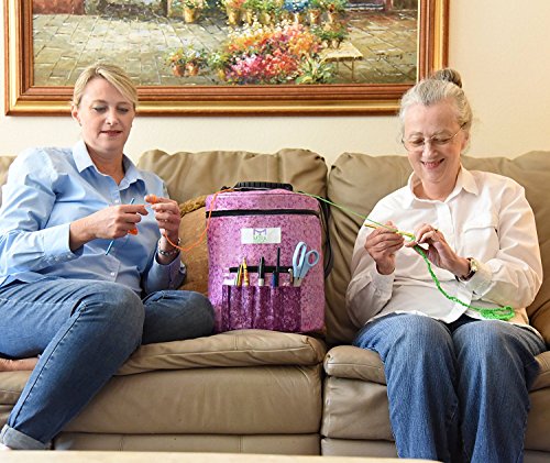 Premium Large Knitting Bag - Yarn Storage Bag for Ultimate Organizing of Crochet and Knitting Yarn, Crochet Patterns and Hooks, Crochet Needles and Wool - Great Crafts Storage(Lilac)