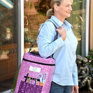 Premium Large Knitting Bag - Yarn Storage Bag for Ultimate Organizing of Crochet and Knitting Yarn, Crochet Patterns and Hooks, Crochet Needles and Wool - Great Crafts Storage(Lilac)