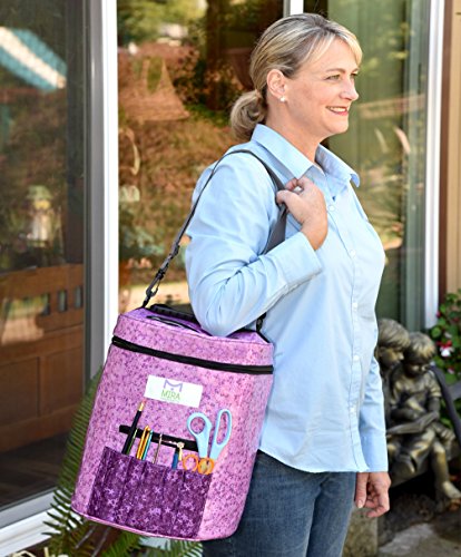 Premium Large Knitting Bag - Yarn Storage Bag for Ultimate Organizing of Crochet and Knitting Yarn, Crochet Patterns and Hooks, Crochet Needles and Wool - Great Crafts Storage(Lilac)